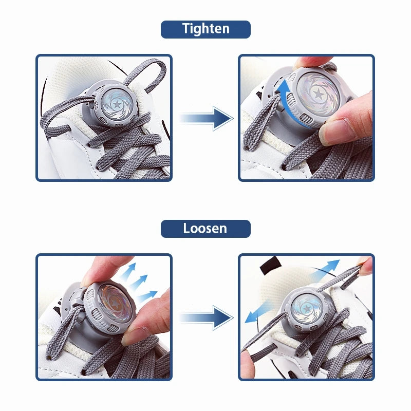 Automatic No-Tie Shoelaces with Swivel Buckle for Casual Sneakers Flat Shoelace for Adults And Kids Easy Slip-On Sneakers Laces
