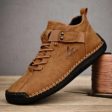 New 2026 Handmade Leather Casual Men Shoes Design Sneakers Man Breathable Leather Shoes Men Ankle Boots Outdoor